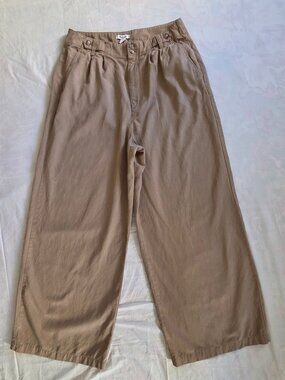 Madewell women's trousers, size 12 Harlow model, brown, wide-leg with pleats